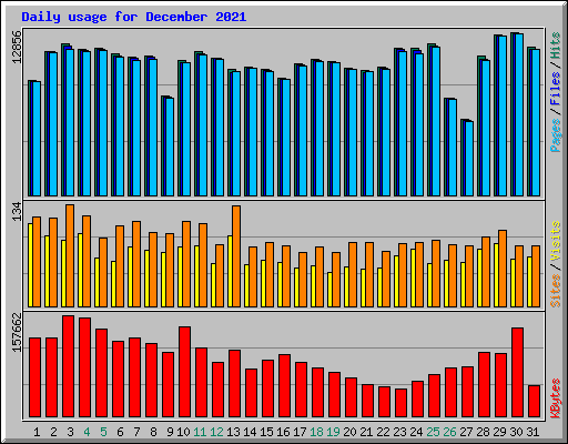 Daily usage for December 2021